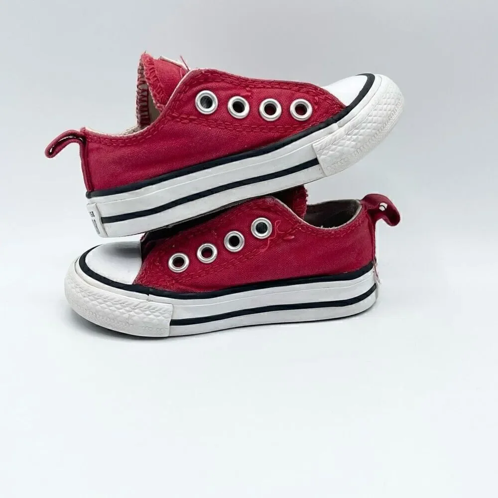 Converse All Star Fire Engine Red Canvas Side Aplix Sneaker - Toddler US 4